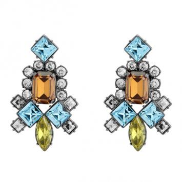 Mawi Hematite Geometric Gemstone Earrings 