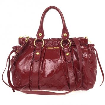 Miu Miu Red Vitello Lux Leather Soft Shopping Top Handle Bag