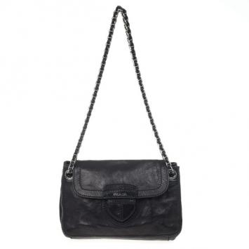 Prada Black Leather Flap Chain Shoulder Bag