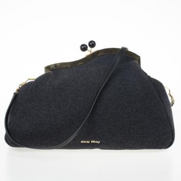 Miu Miu Grey Wool Felt Oversized Clutch