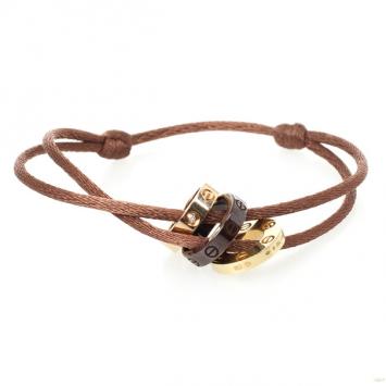 Cartier Love Diamond Ceramic Gold Bracelet with Silk Cord