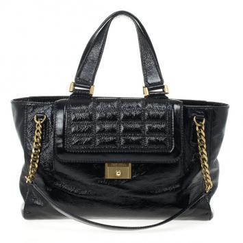Jimmy Choo Black Patent Leather 'Camille' Quilted Pocket Tote