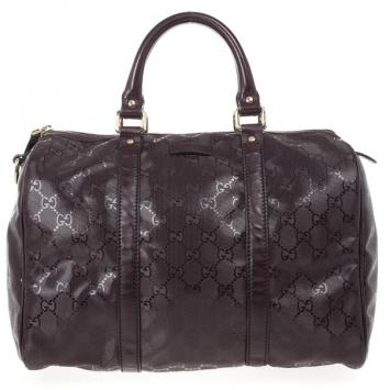 Gucci Burgundy Crystal Joy Boston Satchel