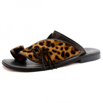 Pre Owned Christian Louboutin Leopard Pony Hair Suctam Flats Size 45