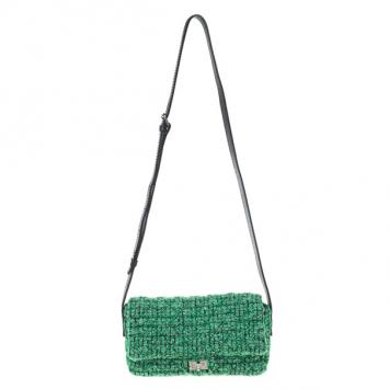 Chanel Green Easy Tweed Medium Flap