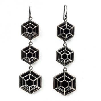 Bottega Veneta Sterling Silver Caged Cobweb Drop Earrings