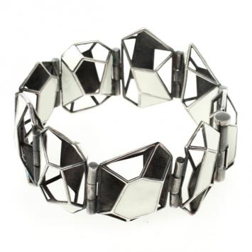 Bottega Veneta Enameled Antique Silver Bracelet