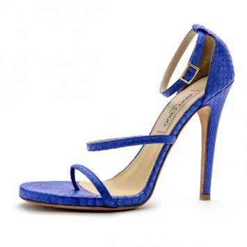 Jimmy Choo Blue Snakskin Thunder Sandals Size 39