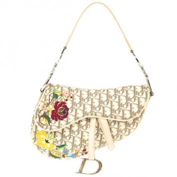 Christian Dior Ivory Monogram Romantique Saddle Bag
