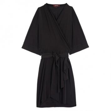 Max Mara Black Wrap Silk Dress L