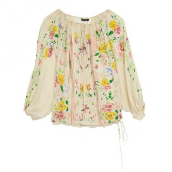 Roberto Cavalli Floral Print Silk Top M