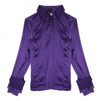 Escada Purple Silk Button Down Top L