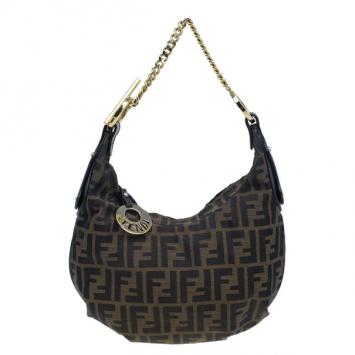 Fendi Zucca Canvas Chef Chain Link Hobo