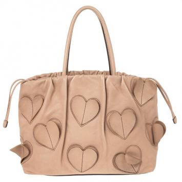 Dolce and Gabbana Pink Blush Leather 'Heart' Handbag