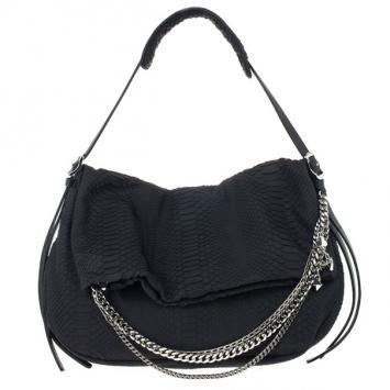 Jimmy Choo Black Slate Python Shoulder Bag