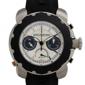 Pre Owned Nubeo Doppel Power Reserve Stainless Steel Rubber Automatic Chronograph Mens Wristwatch 43 MM