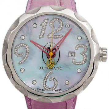 Valentin Yudashkin by Jacob & Co. MOP Diamond Stainless Steel Leather Automatic Womens Wristwatch 46 MM