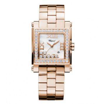 Chopard Happy Sport 18 K Rose Gold MOP Diamonds Quartz Womens Wristwatch 38 MM