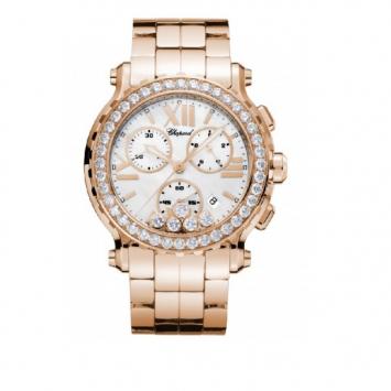 Chopard Happy Sport Chrono 18 K Rose Gold Womens Wristwatch 42 MM