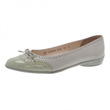 Salvatore Ferragamo Grey Patent Graziosa Bow Ballet Flats Size 37.5