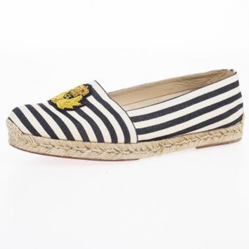 Christian Louboutin Galia Striped Canvas Espadrille Loafers Size 39