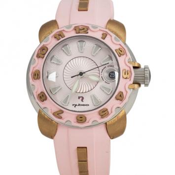 Nubeo Pink Jelly Fish Rose Gold Stainless Steel Rubber Automatic Womens Wristwatch 36 MM