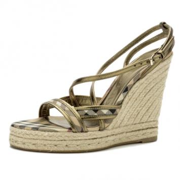 Burberry Novacheck Espadrilles Wedge Sandals Size 38