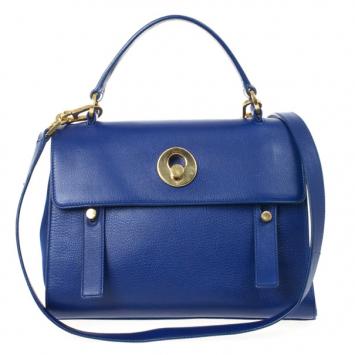 Saint Laurent Blue Granulated Calf Leather New Muse Two Bag