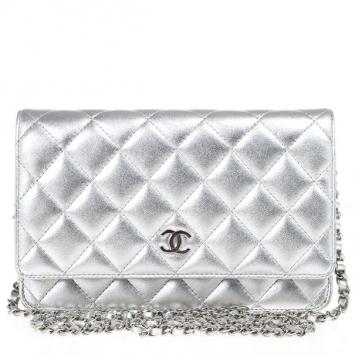 Chanel Silver Quilted Classic Quilted WOC Bag