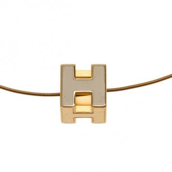 Pre Owned Hermes Cage d'H Ivory Laquered Pendant Necklace