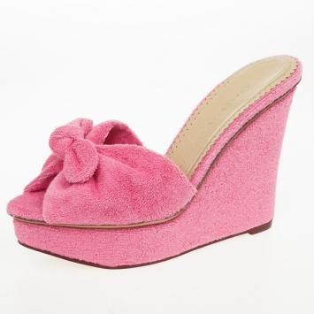 Charlotte Olympia Pink Jayne Towelling Wedge Sandals Size 37.5