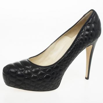 Brian Atwood Black Quilted Leather Maniac Pump Size 40.5