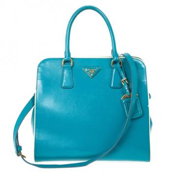 Prada Saffiano Framed Top Handle Bag