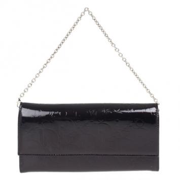Dior Amethyste Patent Logo Embossed Ultimate Continental Chain Wallet