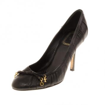 Dior Black Pleated Leather Pumps Size 37