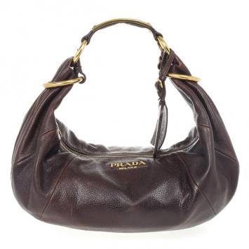 Prada Brown Antik Cervo Leather Sacca Hobo