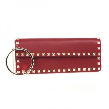 Pre Owned Valentino Red Rockstud Bracelet Clutch
