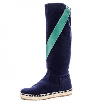 Hermes Blue Espadrilles Knee Length Boots 36
