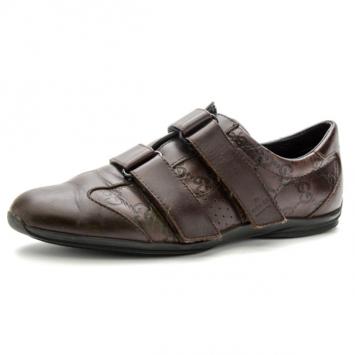Gucci Brown Guccissima Leather Velcro Sneakers Size 37