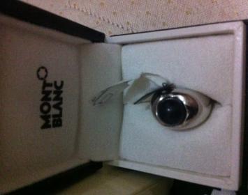 Pre Owned Mont Blanc Star Revolving Onyx and Pearl Ring