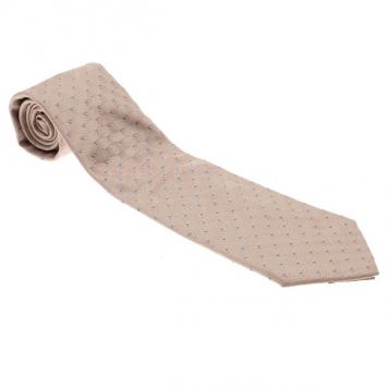 Pre Owned Louis Vuitton Beige Polka Dot Silk Tie
