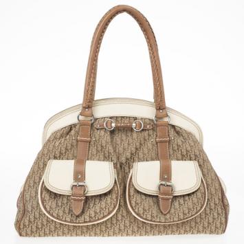 Christian Dior Beige Monogram My Dior Frame Pocket Satchel