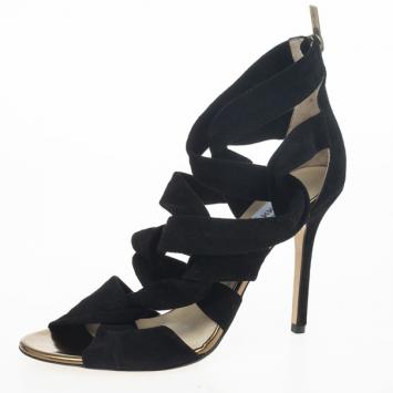 Jimmy Choo Black ‘Kami’ Knotted Suede Sandals Size 39
