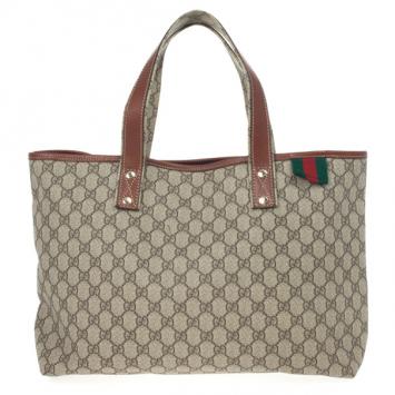 Gucci Beige Coated Canvas Web Loop Tote