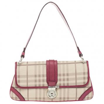 Burberry Beige Peyton Haymarket PVC Shoulder Bag