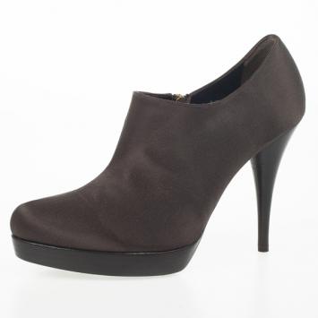 Fendi Brown Satin Ankle Booties Size 38