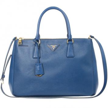 Prada Blue Saffiano Lux Double-zip Tote Bag
