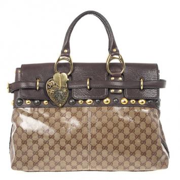 Gucci GG Babouska Crystal Leather Flap Satchel