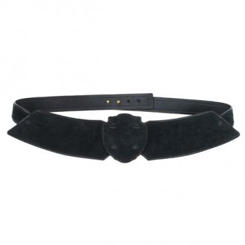 Yves Saint Laurent Black Suede Shield Belt 85 CM