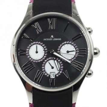 Jacques Lemans Capri 1-1606 SS Leather Chronograph Womens Wristwatch 40 MM